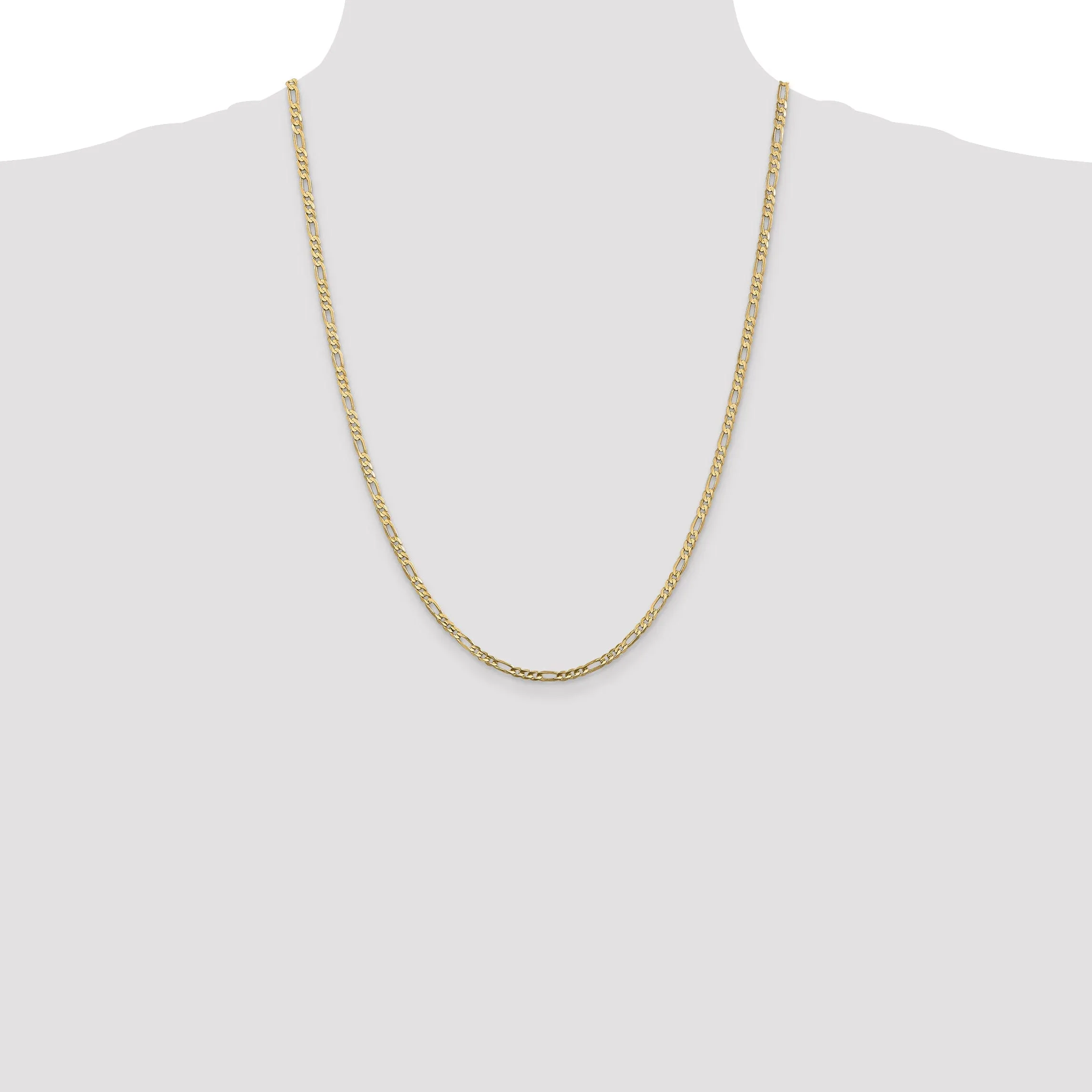 14k Yellow Gold 3.00m Concave Open Figaro Chain