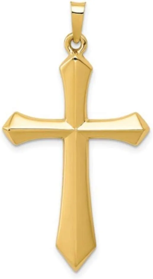 14K Yellow Gold and 14K White Gold Various Sizes Cross Religious Pendant Charm Necklaces Polished Fine Jewelry for Women and Men