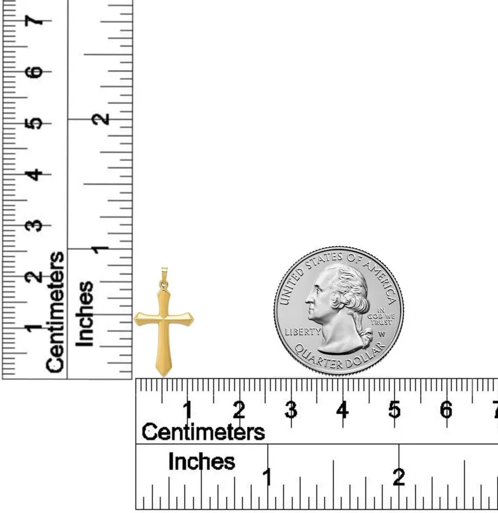 14K Yellow Gold and 14K White Gold Various Sizes Cross Religious Pendant Charm Necklaces Polished Fine Jewelry for Women and Men