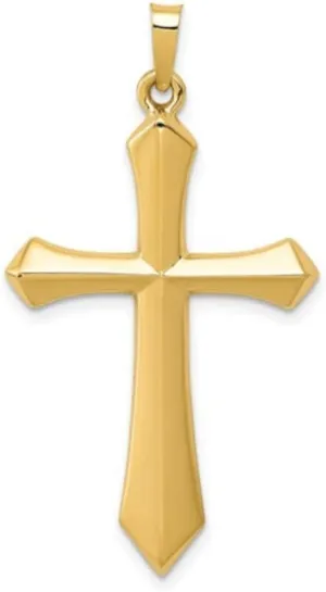 14K Yellow Gold and 14K White Gold Various Sizes Cross Religious Pendant Charm Necklaces Polished Fine Jewelry for Women and Men
