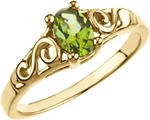 14k Yellow Gold August Imitation BirthStone Fashion Ring Fine Jewelry For Women Gifts For Her, Size 5