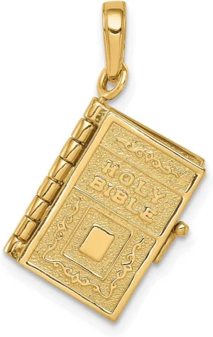 14k Yellow Gold Lords Prayer Bible Pendant - Opening Charm Scripture Pendant 22x13mm, Prayer Jewelry - Spiritual Gold Jewelry for Women with Christian Bible Verse