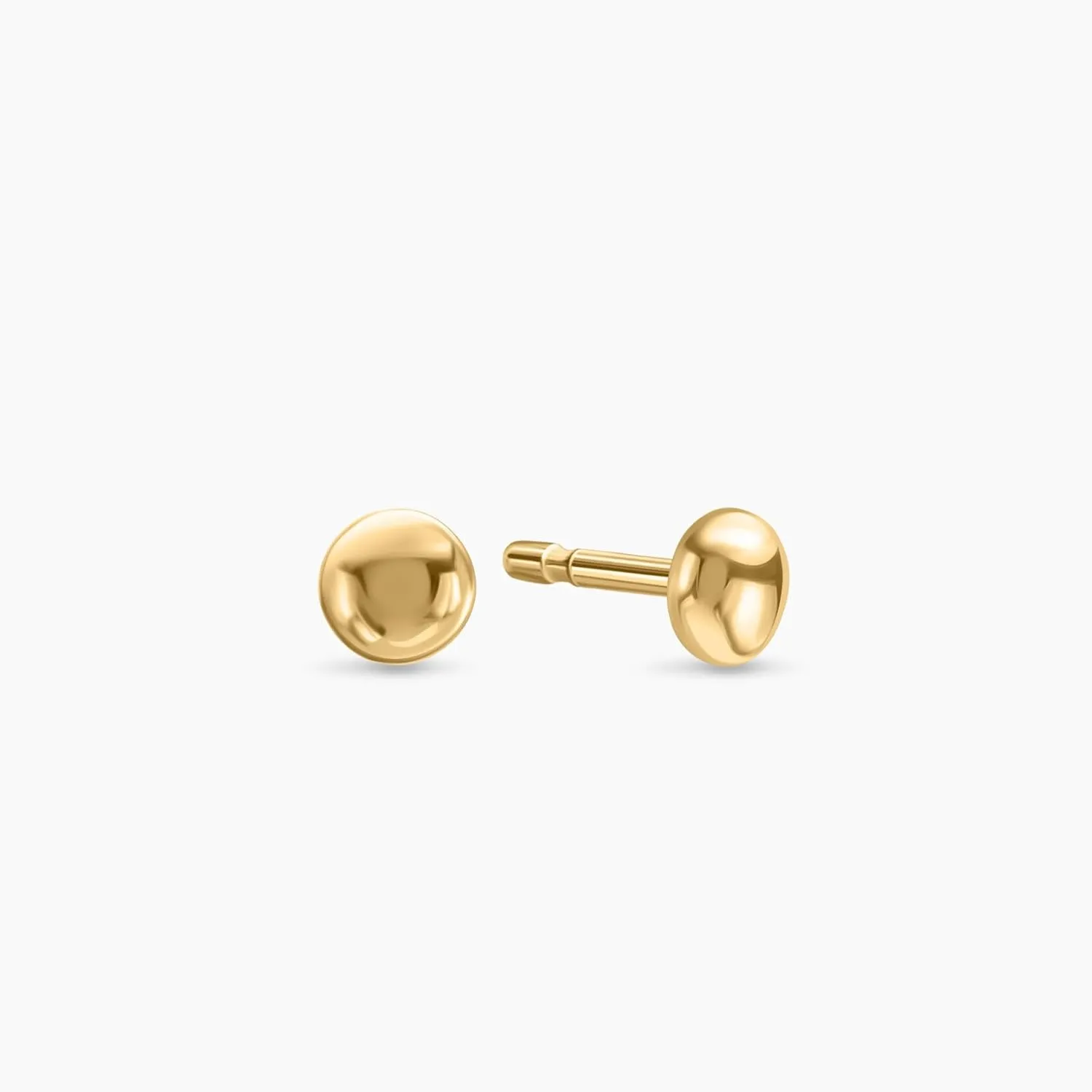 14K Yellow Gold Stud Earrings, Push Back, Minimalist, Formal, No Gemstone, 2 Count, Polished, Nickel Free