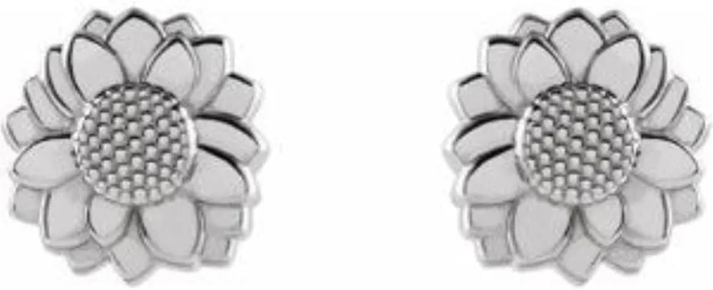 14K Yellow Gold Tiny Sunflower Stud Earrings