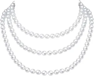 150cm Long Layered 1920s Imitation Pearl Choker Necklace Baroque Strands Beads Pearl Choker for Women Wedding Bridal Jewelry Gifts