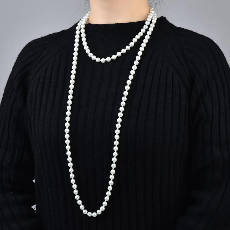 150cm Long Layered 1920s Imitation Pearl Choker Necklace Baroque Strands Beads Pearl Choker for Women Wedding Bridal Jewelry Gifts