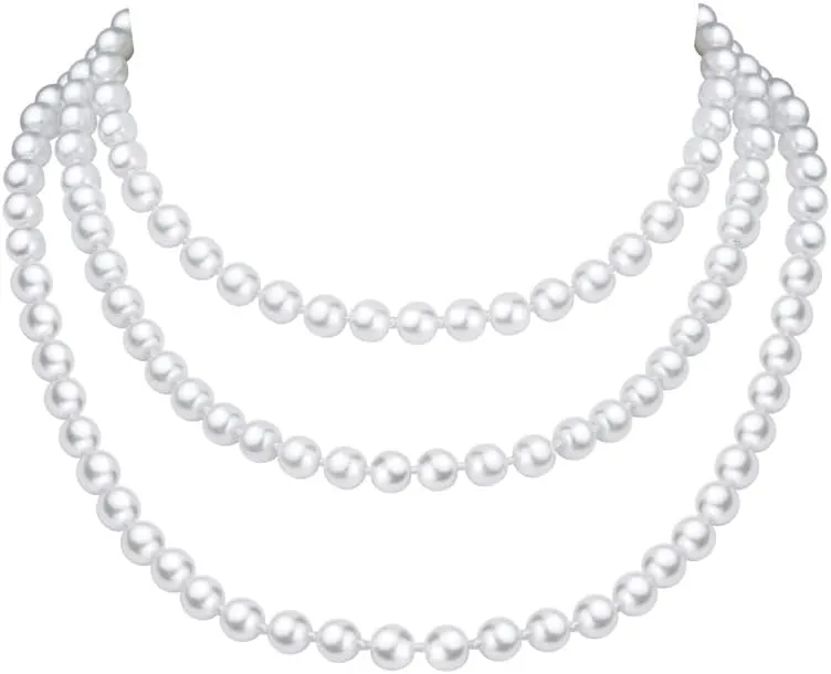 150cm Long Layered 1920s Imitation Pearl Choker Necklace Baroque Strands Beads Pearl Choker for Women Wedding Bridal Jewelry Gifts