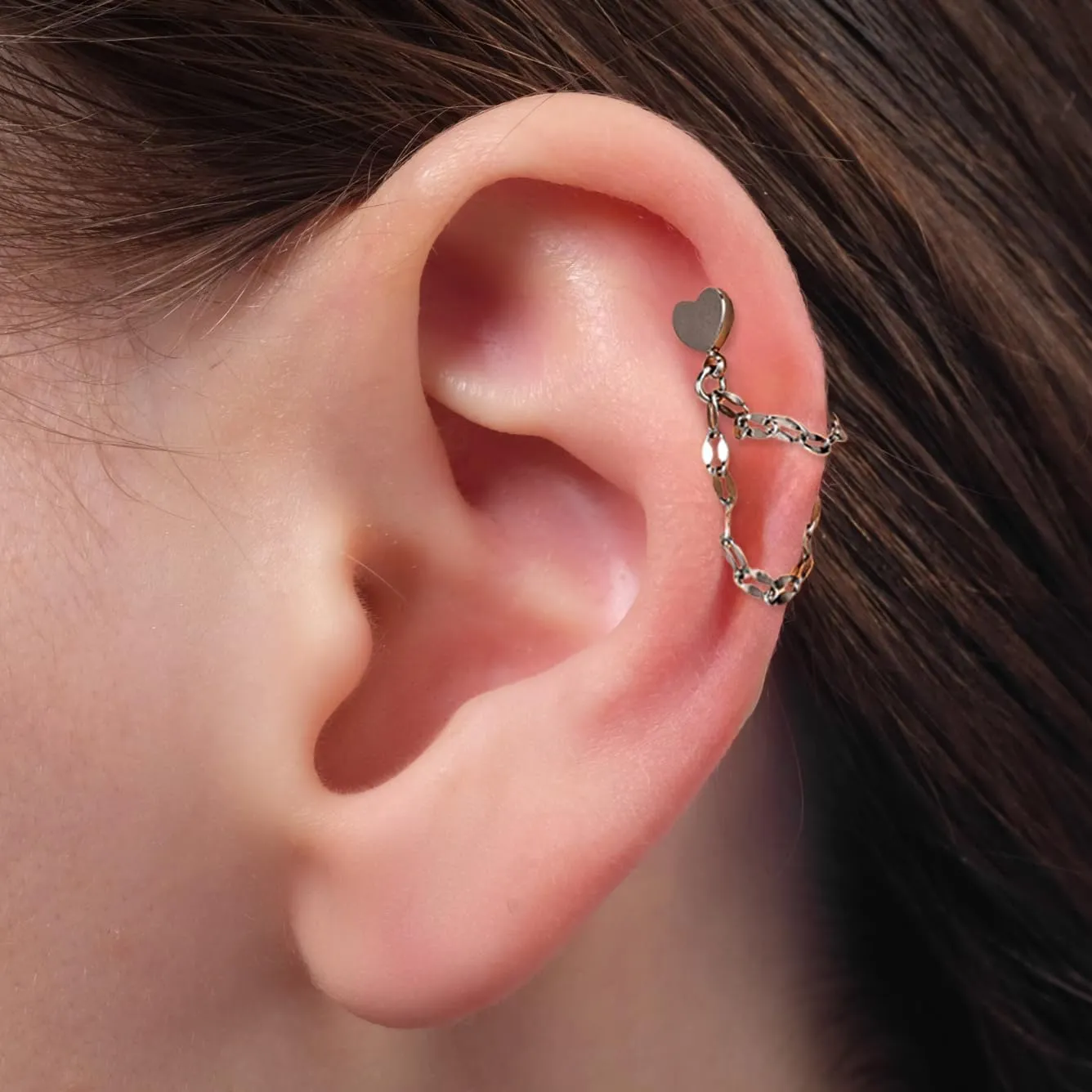 18G Flat Back Stud Earrings Push In Cartilage Studs Chain Earring for Women Surgical Steel Hypoallergenic Threadless Tragus Earrings Piercing Jewelry