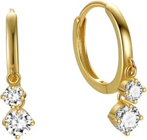 18k Gold Huggie Earrings - Gold Plated Small Hoops Earrings Zircon Sterling Silver Cubic Zirconia Diamond Dangle Hoops Earrings for Women Dangling Diamond Drop Earrings Minimalist Jewelry Gift for Her