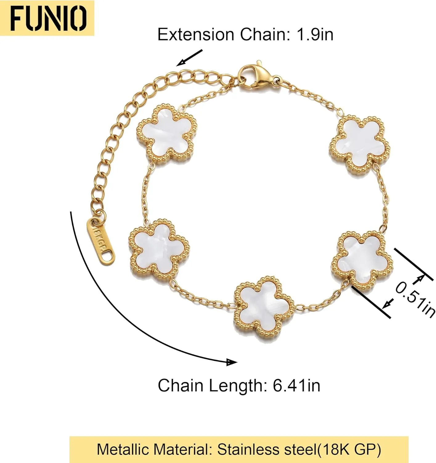 18K Gold Plated Clover Bracelet Love bangle Set for Women - Stack Friendship Bracelet Lucky Link Bracelets Jewelry Gifts Trendy for Women