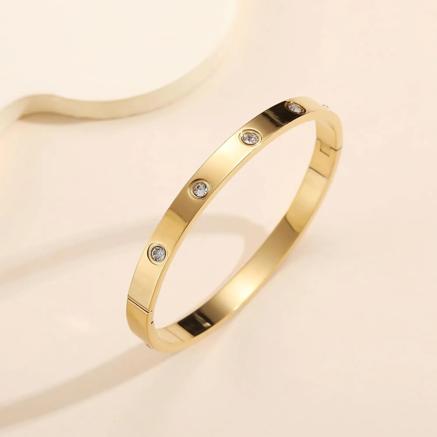 18K Gold Plated Clover Bracelet Love bangle Set for Women - Stack Friendship Bracelet Lucky Link Bracelets Jewelry Gifts Trendy for Women