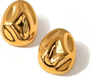 18K Gold Plated Hammered Punk Rivet Studs | Hypoallergenic Vibrant Stud Earrings | Ingenious Design Earrings for Women