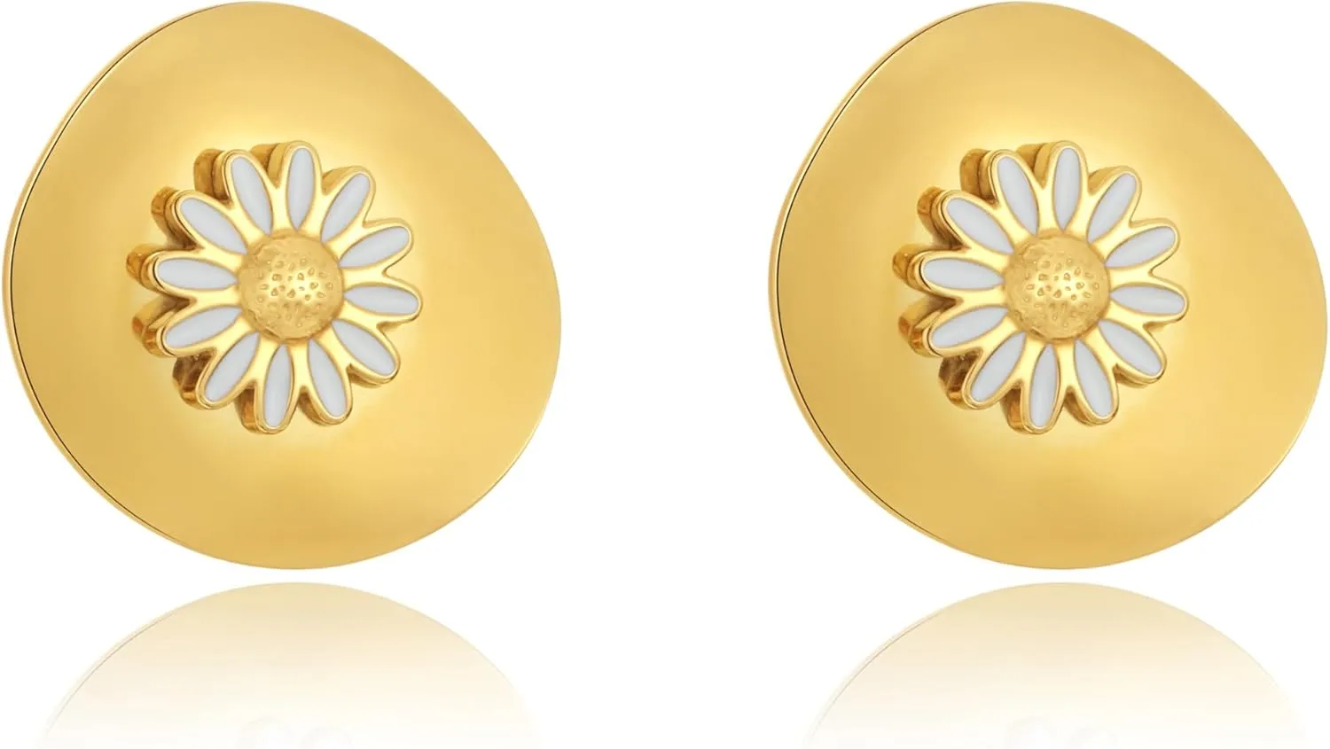 18K Gold Plated Personality Studs Earring,Women's Studs Flower Earrings,Elegant Mom Earrings,Stainless Steel Hypoallergenic Ear Rings Trendy Jewelry,Christmas Valentine's Day Birthday Gifts