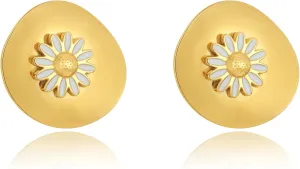 18K Gold Plated Personality Studs Earring,Women's Studs Flower Earrings,Elegant Mom Earrings,Stainless Steel Hypoallergenic Ear Rings Trendy Jewelry,Christmas Valentine's Day Birthday Gifts