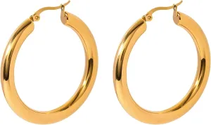 18K Gold Plated Queen Size Hoop Earrings | Hypoallergenic Vibrant Hoops | Ingenious Design Atmospheric Trendy Gold Hoops for Women
