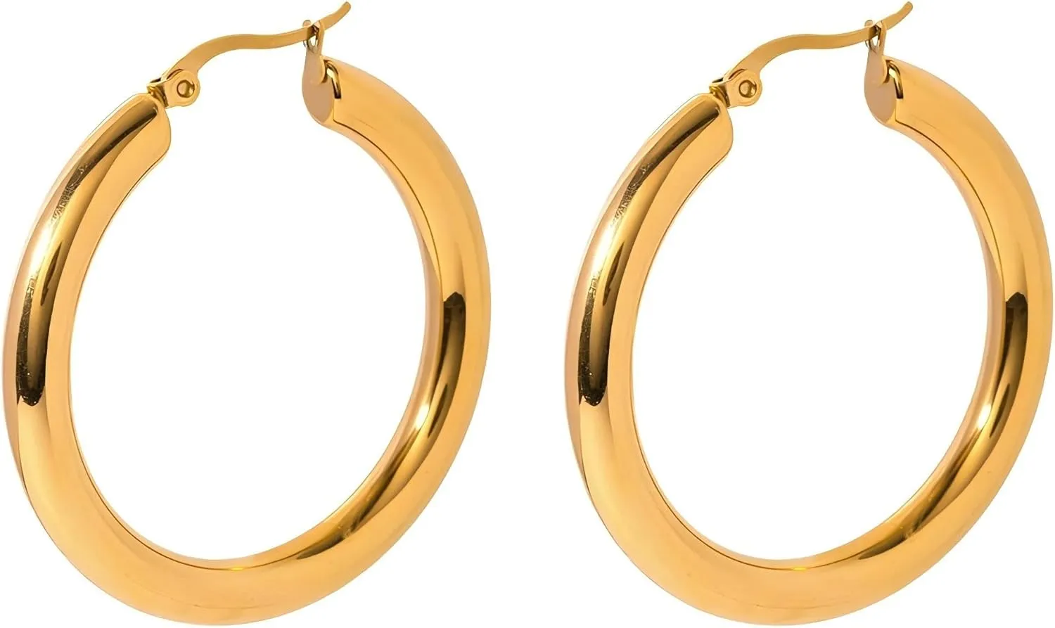 18K Gold Plated Queen Size Hoop Earrings | Hypoallergenic Vibrant Hoops | Ingenious Design Atmospheric Trendy Gold Hoops for Women