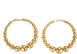18k Gold Plated | Silver Beaded Hoop Earrings Chunky Vintage Ball Hoops for Women Jewelry Fashion Accessory