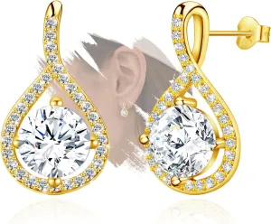 18K Gold Plated Sterling Sliver Womens Lightweight Teardrop-Shaped Stud Earrings Hypoallergenic Fashion Stud Earrings for Mom Wife Friends