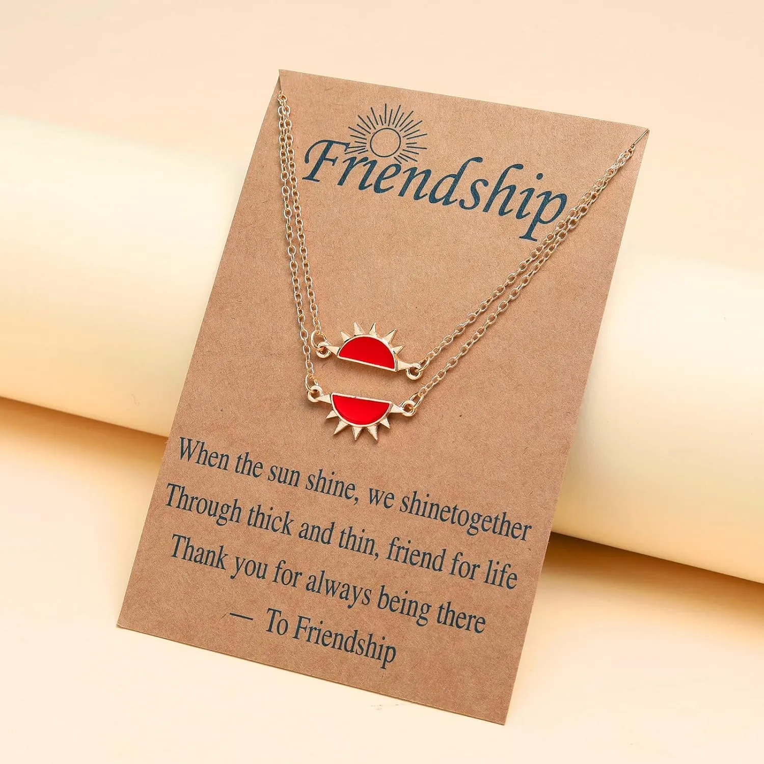 2-4Pcs Half Sun Pendant Necklace Bracelet Set for Women Best Friend Long Distance Matching Adjustable Link Chain Necklace Friendship Jewelry Birthday Gift
