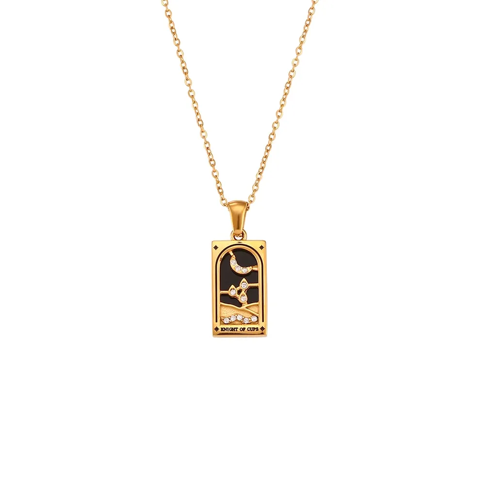 2022 New Design Christmas Jewelry Gift Colorful Gometric Meaningful Moon Sun Lover Stainless Steel Tarot Necklaces For Women