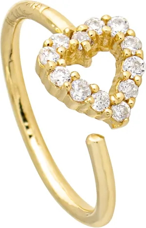 20G 14K Gold Heart Nose Ring, 0.11ctw Diamond Nose Hoop, Twist-open 5/16"(8mm) Nose Ring, April Birthstone Hoop Unisex