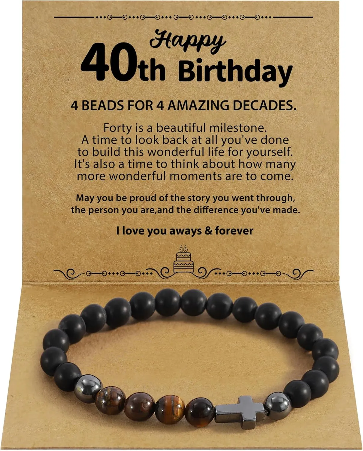 21th, 30th, 40th, 50th, 60th Birthday Gifts for Him, Adjustable Beads Bracelets for Men, Birthday Gifts for Men, Jewelry Gifts for Son Father Brother Husband