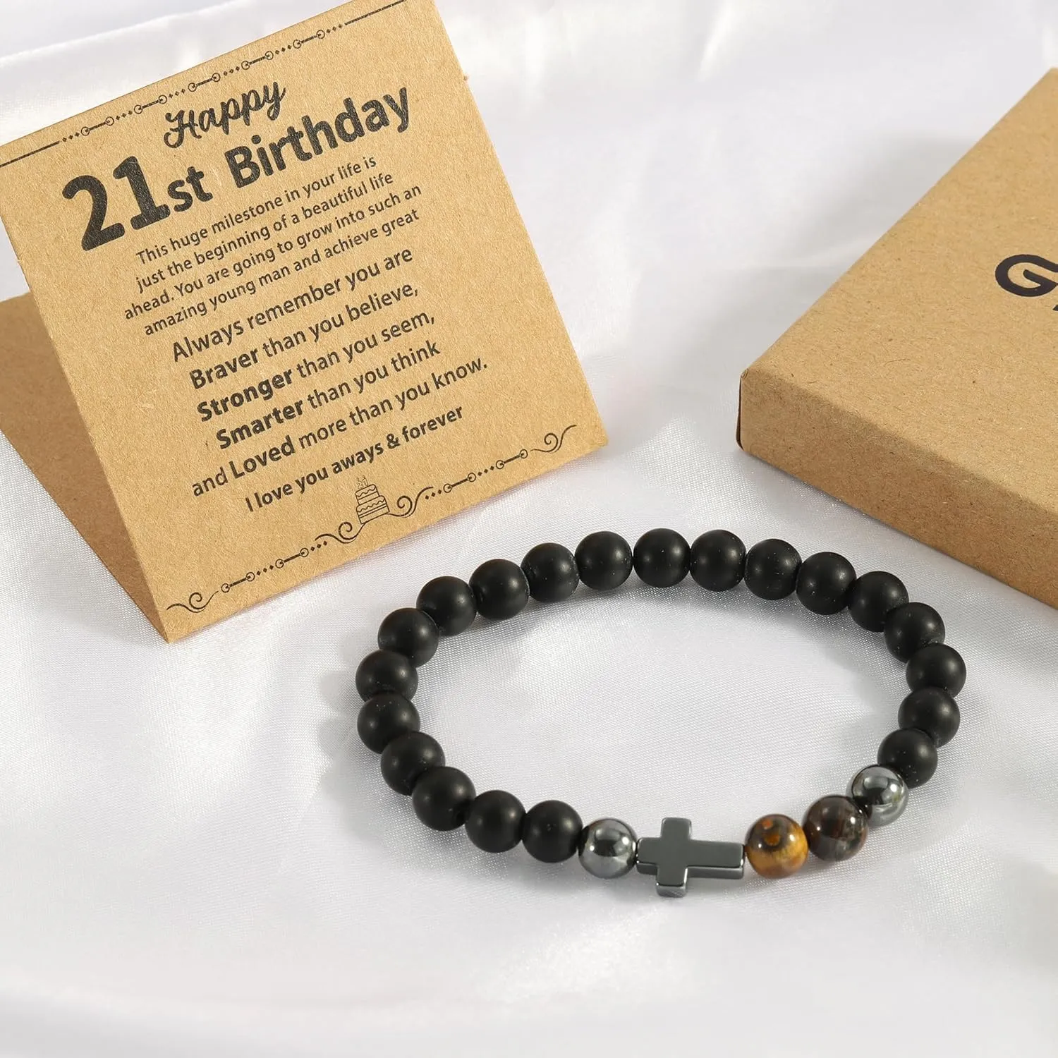 21th, 30th, 40th, 50th, 60th Birthday Gifts for Him, Adjustable Beads Bracelets for Men, Birthday Gifts for Men, Jewelry Gifts for Son Father Brother Husband