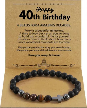 21th, 30th, 40th, 50th, 60th Birthday Gifts for Him, Adjustable Beads Bracelets for Men, Birthday Gifts for Men, Jewelry Gifts for Son Father Brother Husband