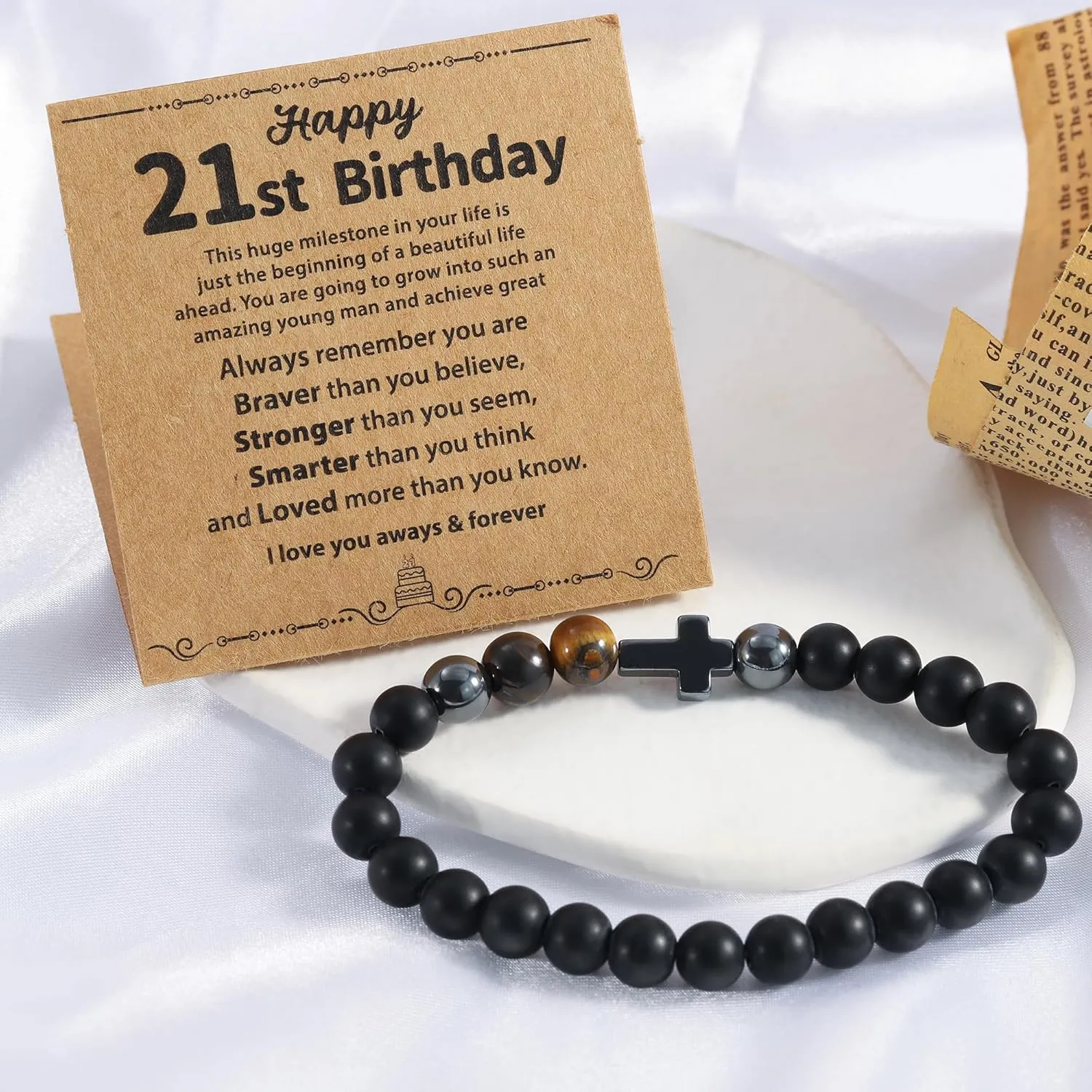 21th, 30th, 40th, 50th, 60th Birthday Gifts for Him, Adjustable Beads Bracelets for Men, Birthday Gifts for Men, Jewelry Gifts for Son Father Brother Husband