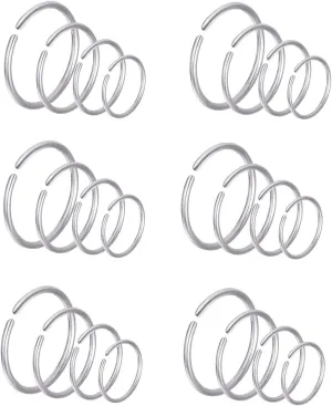 24Pcs 18G 20G 22G Stainless Steel Nose Ring Hoop Cartilage Earrings Septum Ear Traguse Lip Ring Body Piercing Jewelry 6-12mm Slive Stone