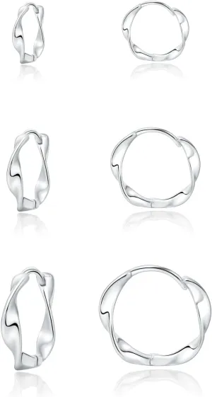 3 Pairs 14K Gold Twisted Hoop Earrings Set for Women Small Huggie Cartilage Piercing Hypoallergenic Earring Gifts for Her