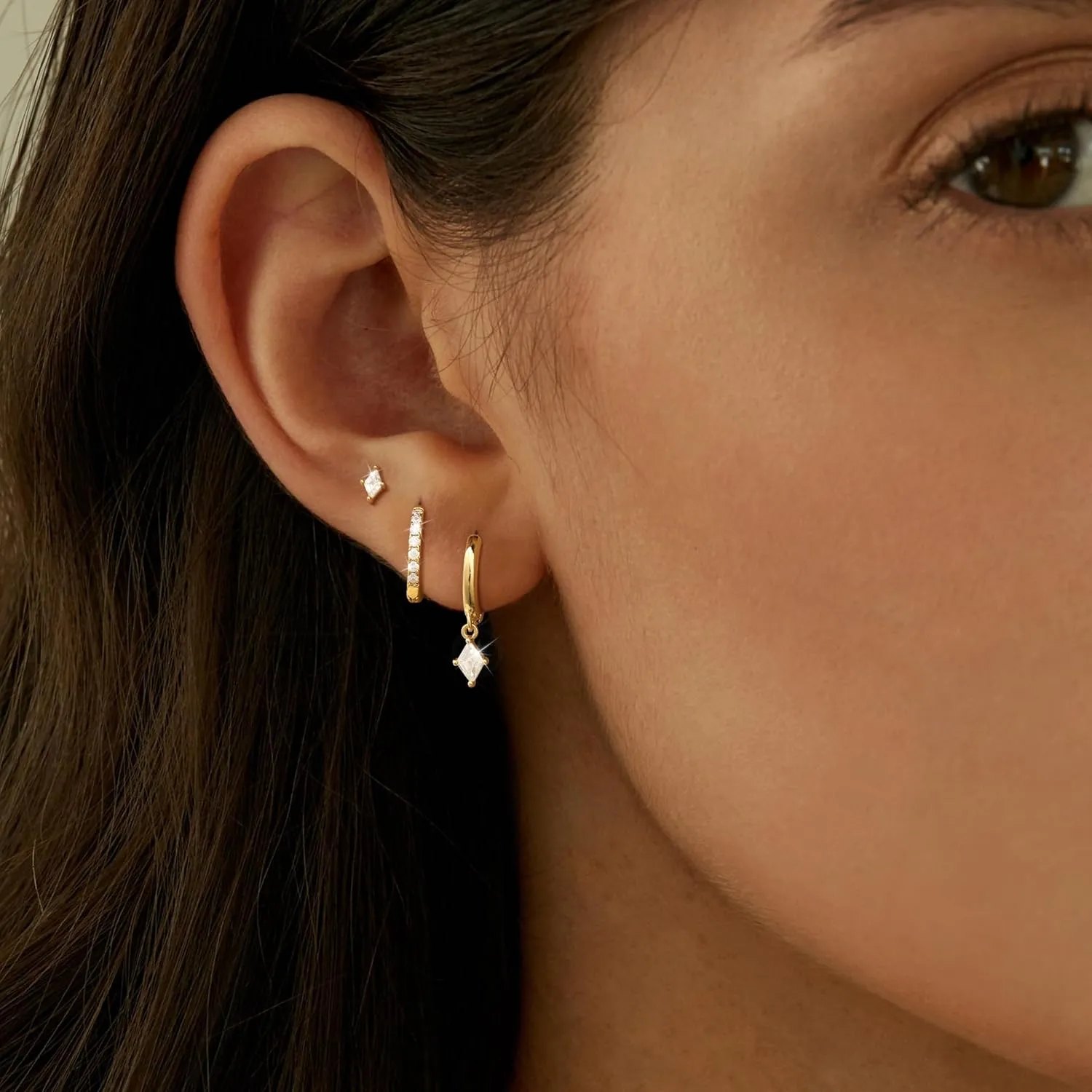 3 Pairs Gold Hoop Earrings Set for Women Dainty Stud Earrings Trendy Small 14K Gold Plated Hypoallergenic Dangle Earrings Cartilage Huggie Hoop Earrings Gold Jewelry for Women Gifts