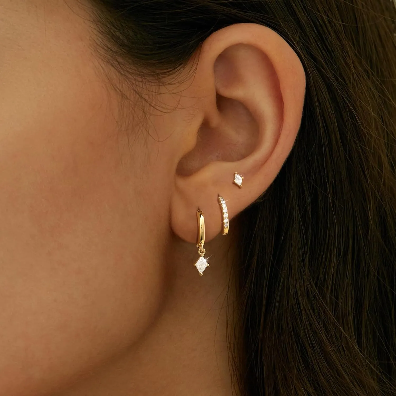 3 Pairs Gold Hoop Earrings Set for Women Dainty Stud Earrings Trendy Small 14K Gold Plated Hypoallergenic Dangle Earrings Cartilage Huggie Hoop Earrings Gold Jewelry for Women Gifts