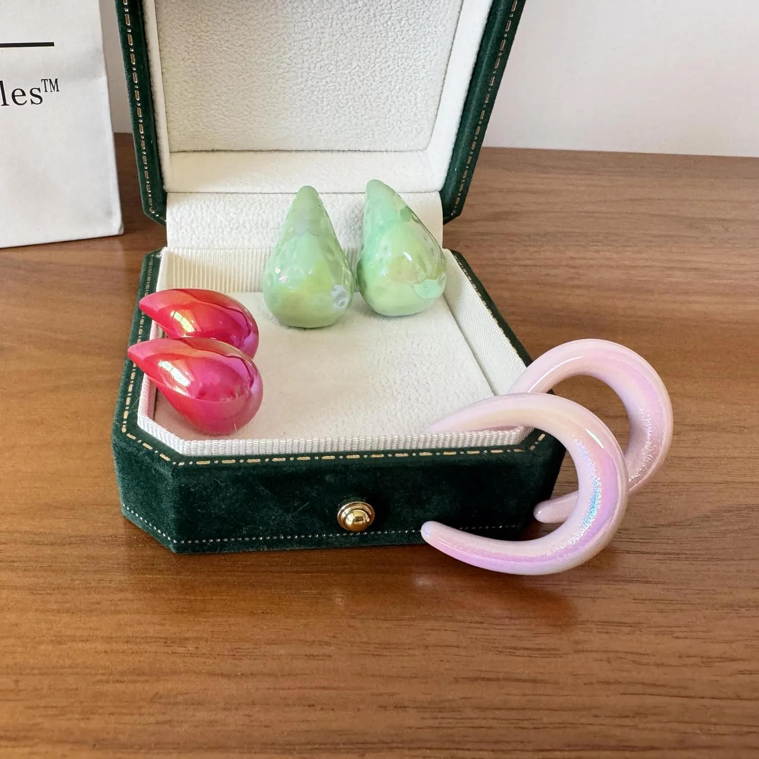 3 Pairs Statement Earrings for Women Cute Acrylic Resin Colorful Drop Earrings Set Teardrop Chunky Hoop Earrings Lightweight Hypoallergenic Fashion accessories