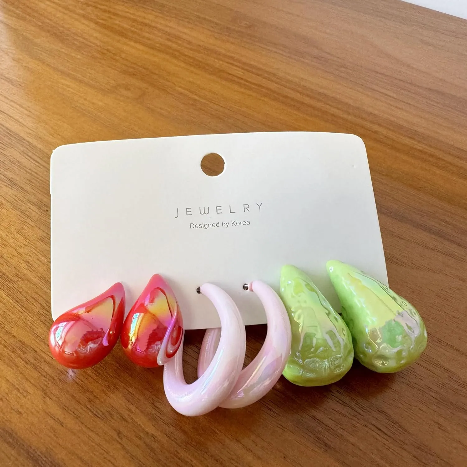 3 Pairs Statement Earrings for Women Cute Acrylic Resin Colorful Drop Earrings Set Teardrop Chunky Hoop Earrings Lightweight Hypoallergenic Fashion accessories