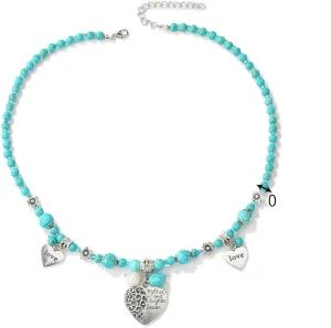 3 Pieces Bohemian Turquoise Set Turquoise Beads Pendant Necklace Vintage Turquoise Dangle Earrings, Stretchable Turquoise Bracelet for Women Statement Boho Ethnic Western Jewelry Set