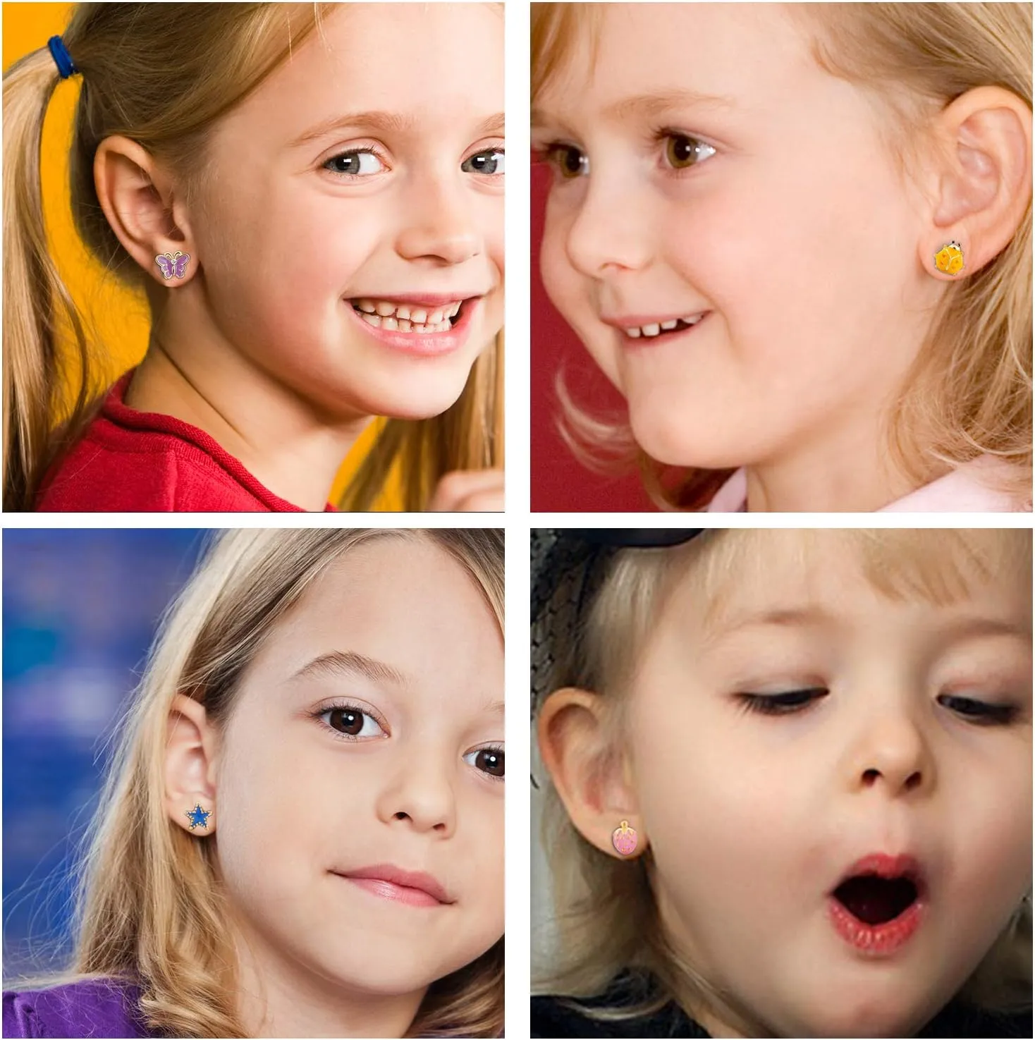 33 Pairs Stainless Steel Cartoon Earrings for Girls - Hypoallergenic Colorful Stud Earing Set, Mix & Match Cute Earring for Teens, Kids, Doll Dressup Accessories