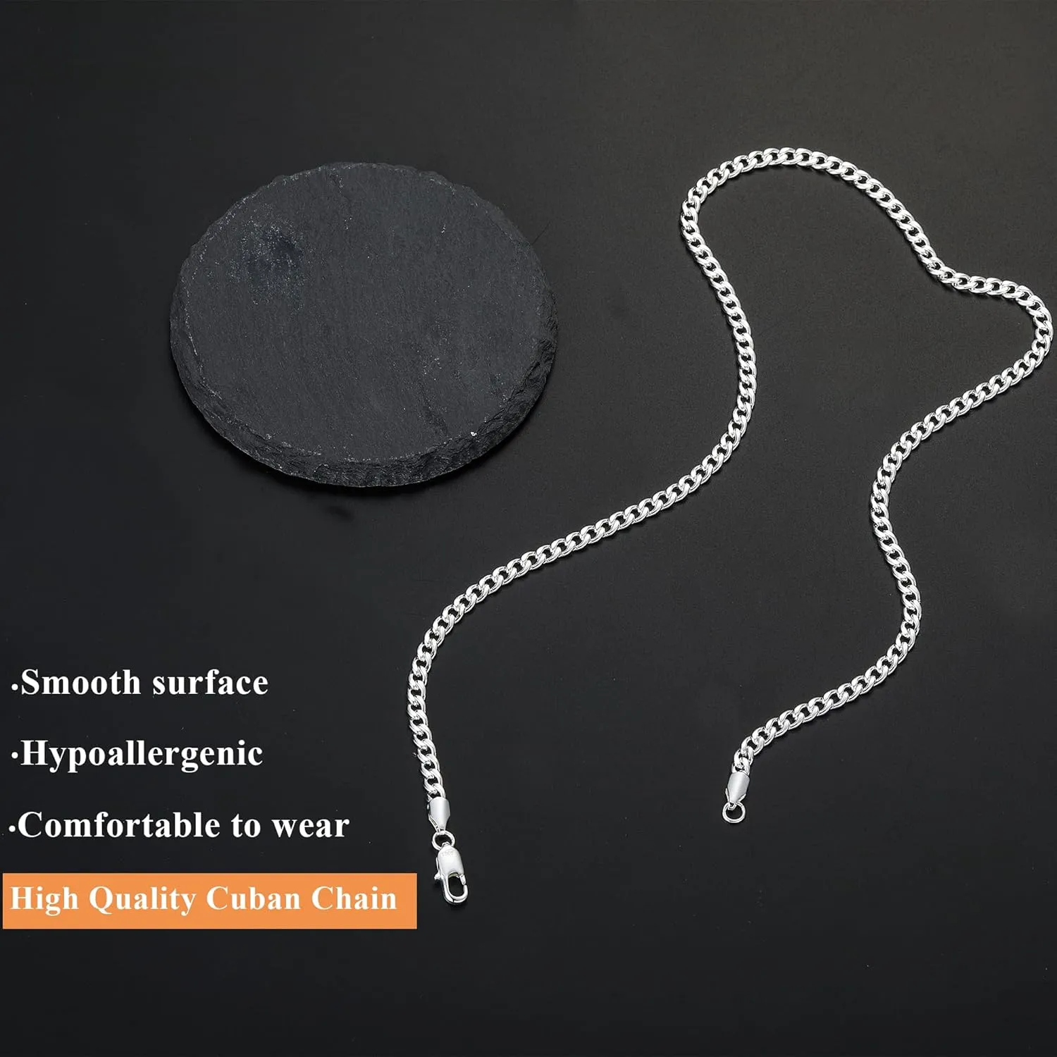 3/5mm 14K Real Gold/Real Silver Plated Cuban Chain for Men Boys, Stainless Steel Cuban Link Chain for Men Boys Sturdy Non-Fading Necklace Fathers Jewelery Gifts for Him 16/18/20/22/24 Inch