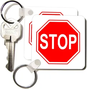 3dRose Image of A Stop Sign - Key Chains, 2.25 x 4.5 inches, set of 2 (kc_109143_1)