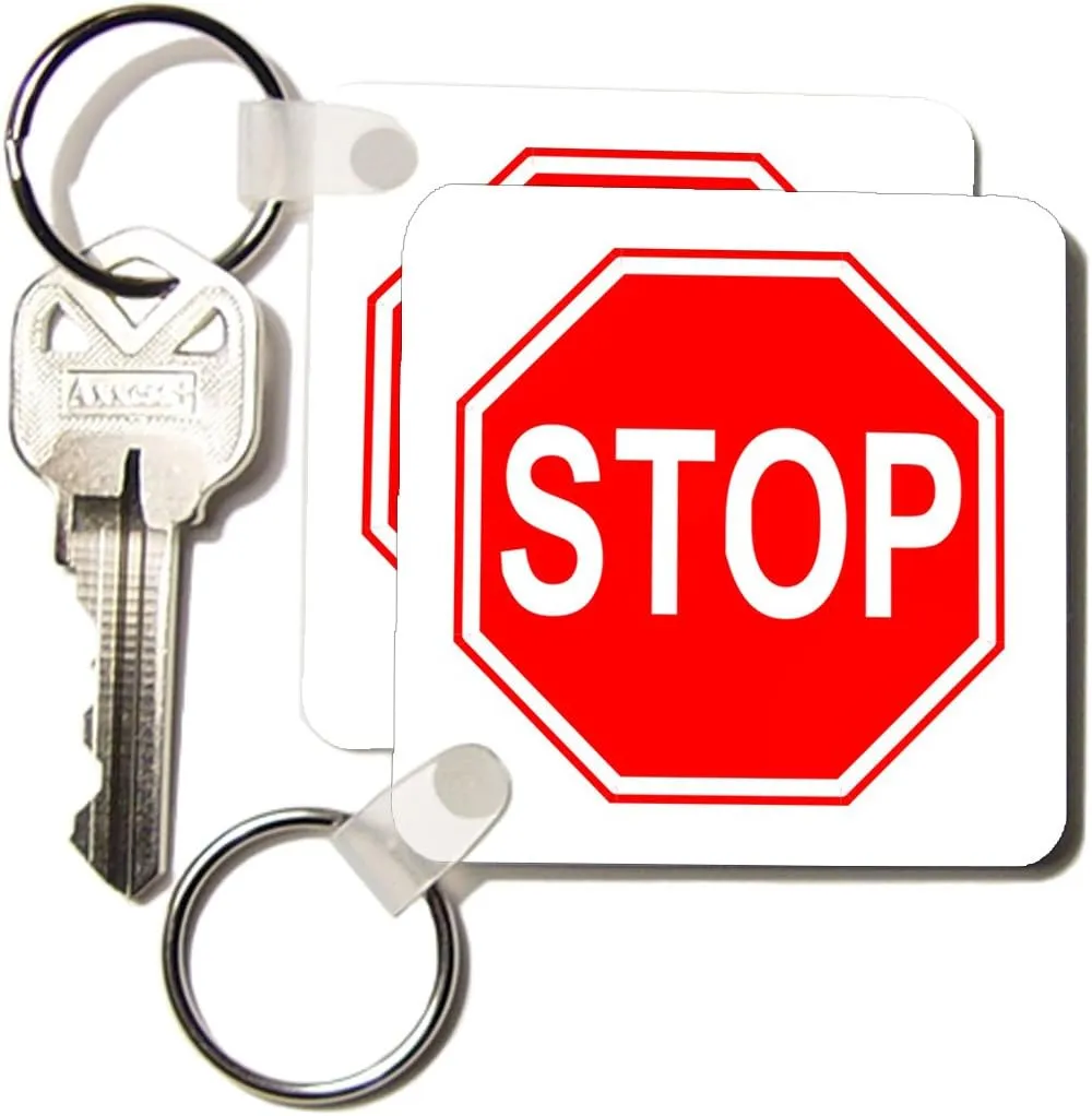 3dRose Image of A Stop Sign - Key Chains, 2.25 x 4.5 inches, set of 2 (kc_109143_1)