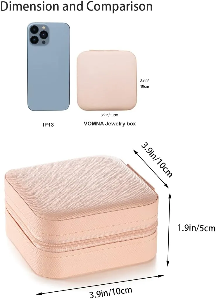 3pack/PU Leather Travel Jewelry Case, Mini Jewelry Box, Small Jewelry Organizer Portable Display Storage Case for Rings Earrings Necklace Bracelet, for Girls Women (Pink - 3 Packs)