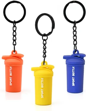 3PCS Mini Shaker Cup Key chain for Gym Lover Shaker Bottle Keyring Colorful Silicone Gym Gifts Sport Water Bottle Bag Charm Backpack Charm
