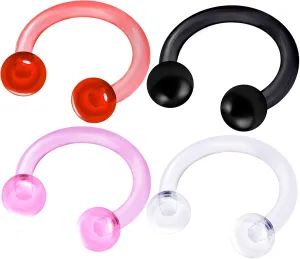 4Pcs Flexible 16g 5/16 8mm horseshoe barbell earrings Piercing Jewelry Rook Nose Cartilage Tragus Lip 3mm acrylic ball M1840