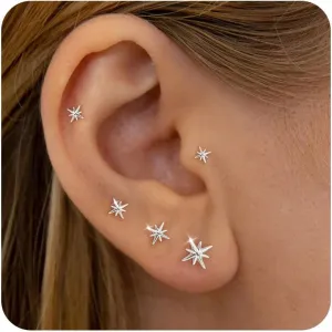 5 Pairs Gold Stud Earrings for Women Hypoallergenic 925 Sterling Silver Cartilage Earrings Trendy 14K Gold Plated Pearl Star Heart Diamond CZ Earring Sets for Multiple Piercing Cute Stacks Jewelry