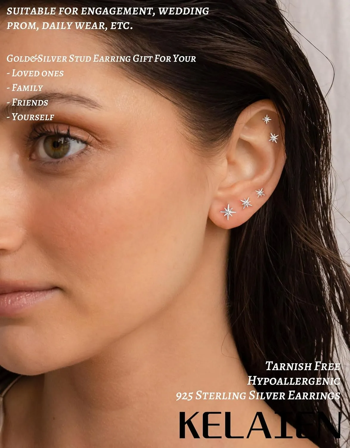 5 Pairs Gold Stud Earrings for Women Hypoallergenic 925 Sterling Silver Cartilage Earrings Trendy 14K Gold Plated Pearl Star Heart Diamond CZ Earring Sets for Multiple Piercing Cute Stacks Jewelry