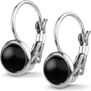 555Jewelry Womens Stainless Steel Stone Cut Classic Leverback Findings Earring, Marble Stone Earrings