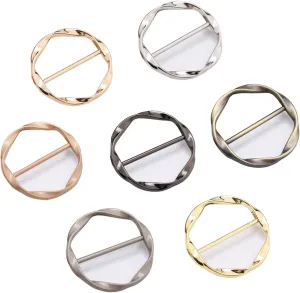 7PCS Scarf Ring Clips T-shirt Tie Clip, Fashion Metal Silk Scarf Shirt Clips Clothes Corner Knotted Cinch Rings for Women, Clothing Decorative Circle Buckle Accessories