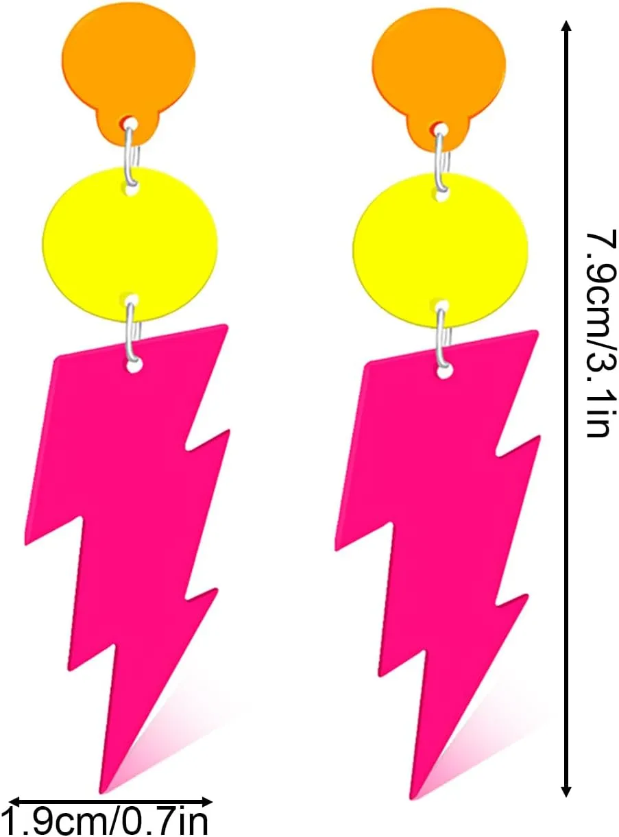 80s 90s Retro Cassette Tape Neon Earrings for Women Acrylic Radio Earring Set for 80s 90s Accessories Cosplay Party Jewelry Gifts