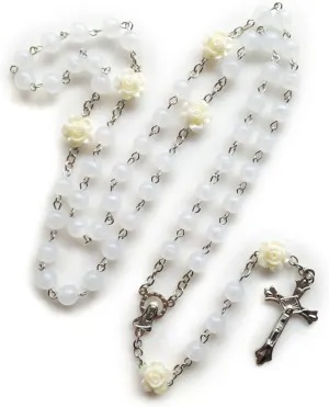 8mm Rosary Beads Flower Necklace With Crucifix For Cross Pendant Necklaces Glow In Dark Religious Jewelry For Men Women