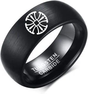8MM Tungsten Carbide Canterbury Cross Trible Jesus Faith Ring Comfort Fit Band